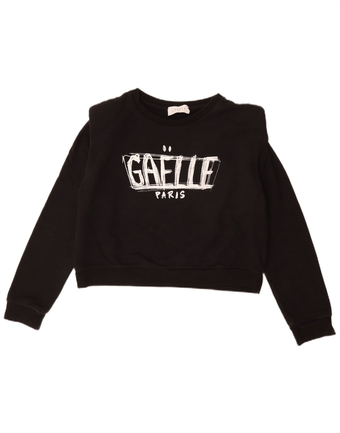 Suéter feminino Gaelle com estampa gráfica cropped Reino Unido 14 grande preto