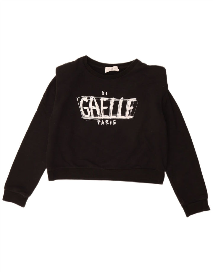 Suéter feminino Gaelle com estampa gráfica cropped Reino Unido 14 grande preto
