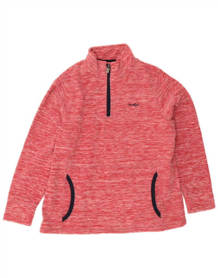 Moletom feminino Weird Fish com zíper e gola alta Reino Unido 16 grande vermelho manchado