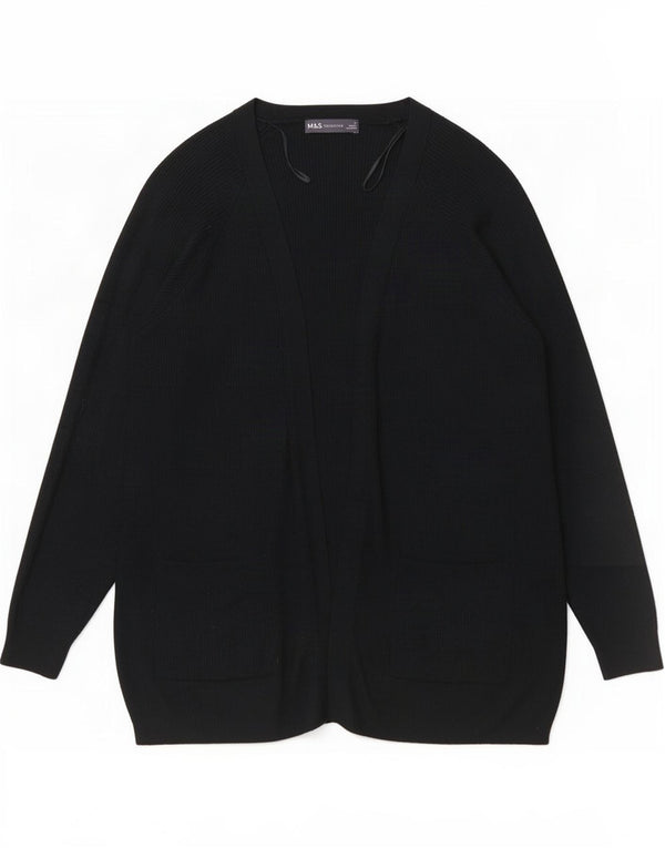 Suéter cardigã aberto feminino Marks & Spencer Reino Unido 16 grande viscose preta
