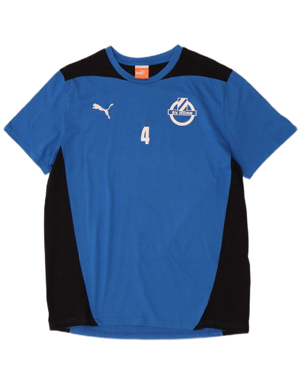 Camiseta masculina Puma Graphic Top grande azul colorblock poliéster esportivo