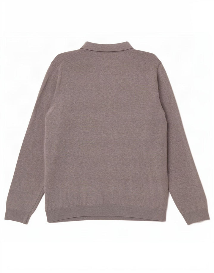 Suéter masculino Marks & Spencer com gola polo 2XL algodão cinza