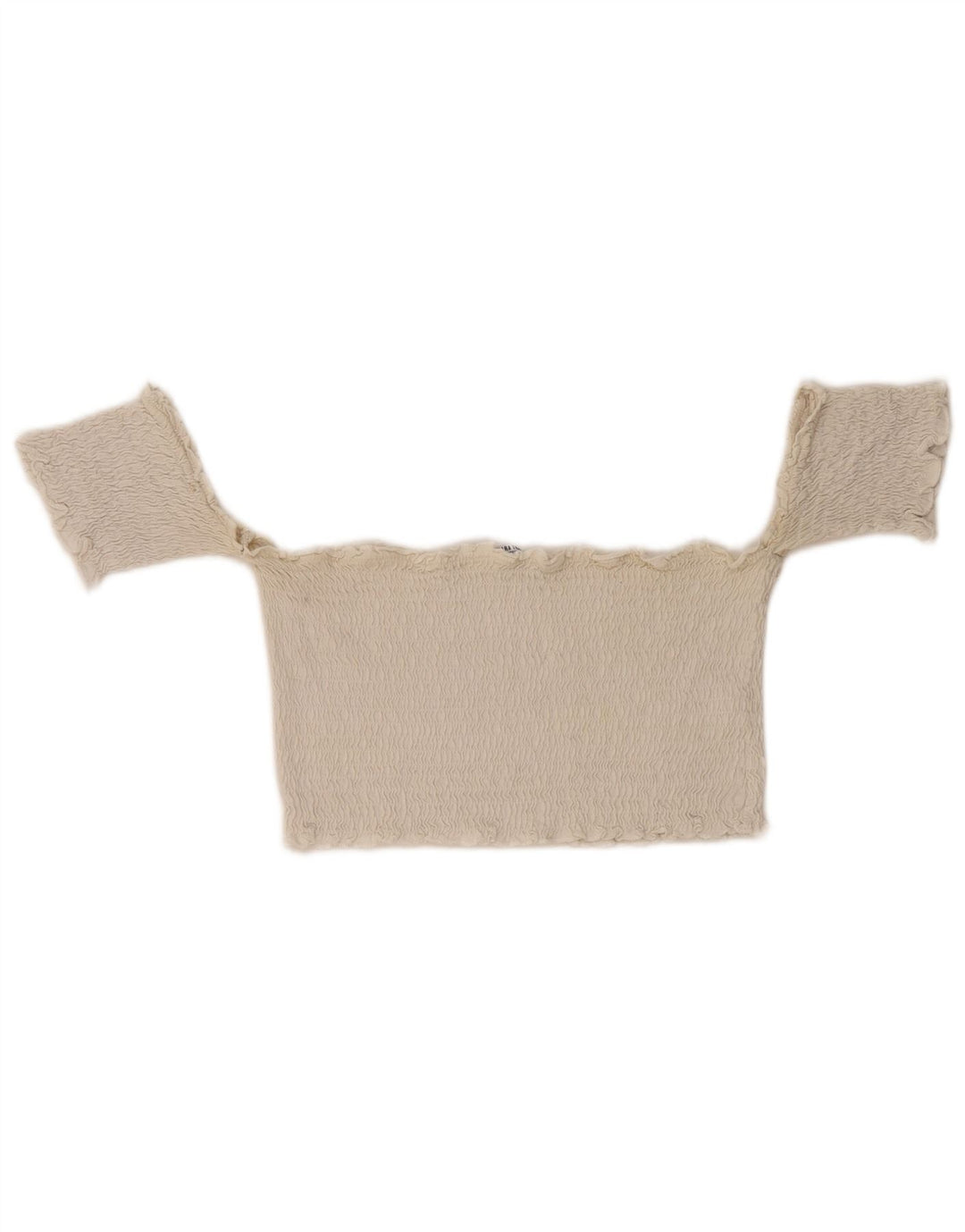 Top curto feminino ZARA UK 12 algodão branco médio