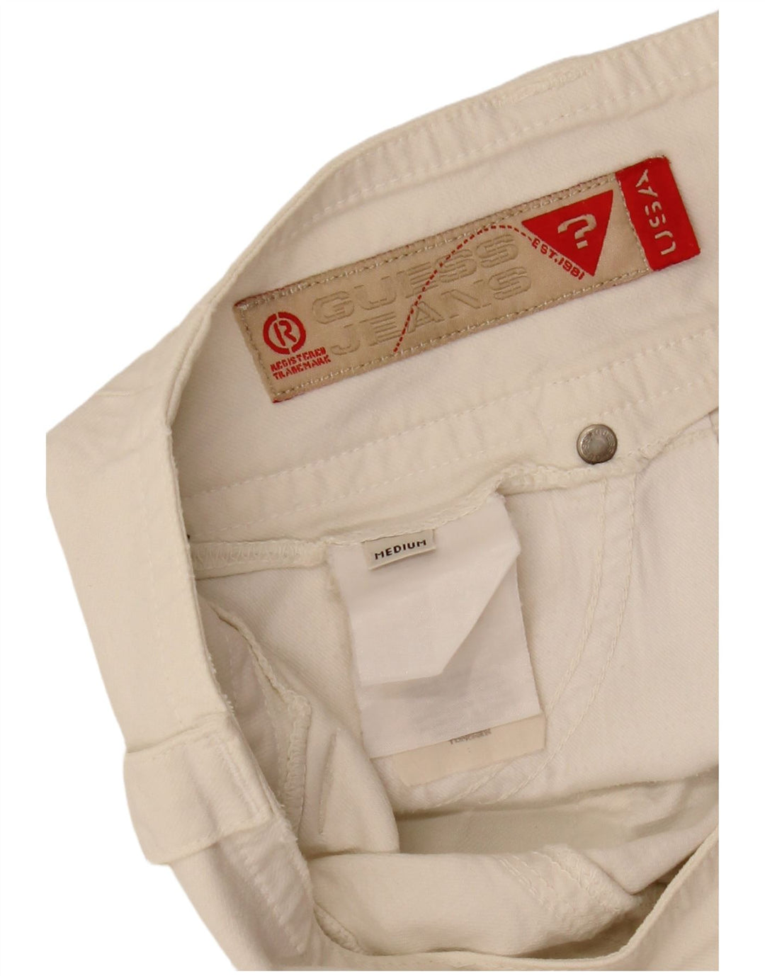 Mini saia jeans feminina Guess média W32 branca