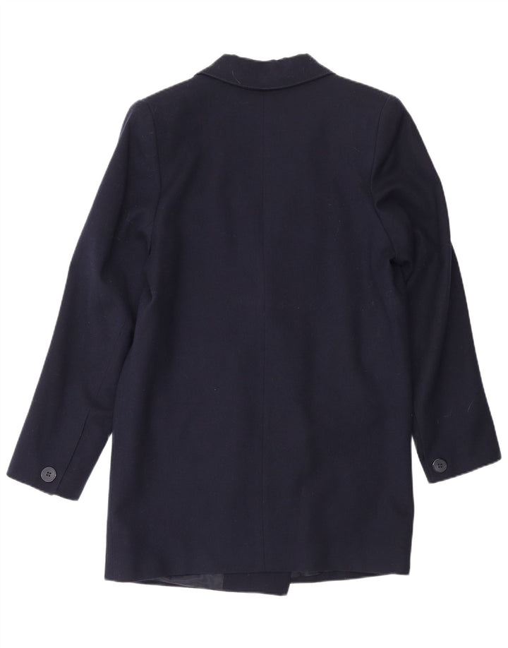 Jaqueta blazer feminina vintage com peito duplo Reino Unido 10 pequena azul marinho