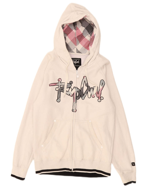 Rip Curl Suéter masculino com capuz e zíper gráfico pequeno algodão branco