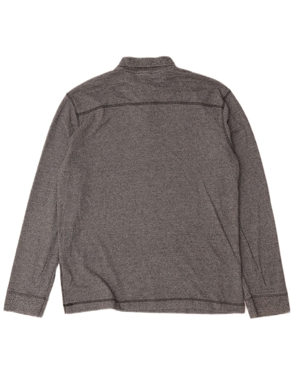 Camisa polo masculina de manga comprida Hugo Boss grande algodão cinza