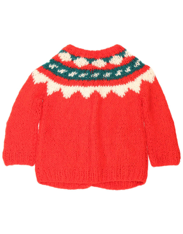 Suéter cardigã vintage para meninas 13-14 anos Red Fair Isle