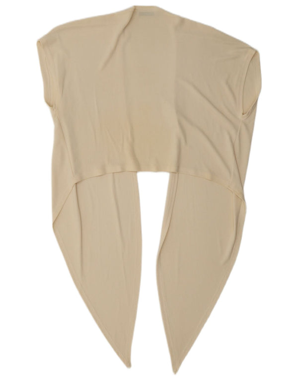 Top Bolero feminino vintage sem mangas UK 16 grande branco