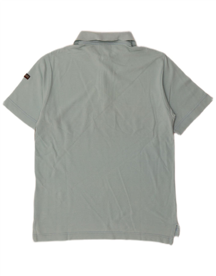 Camisa pólo geográfica masculina NAPAPIJRI pequena azul colorblock algodão