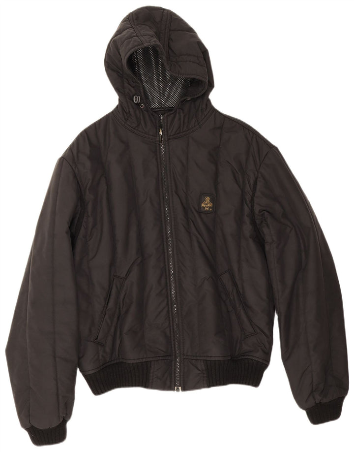 Jaqueta de chuva masculina Refrigiwear com capuz UK 38 nylon preto médio