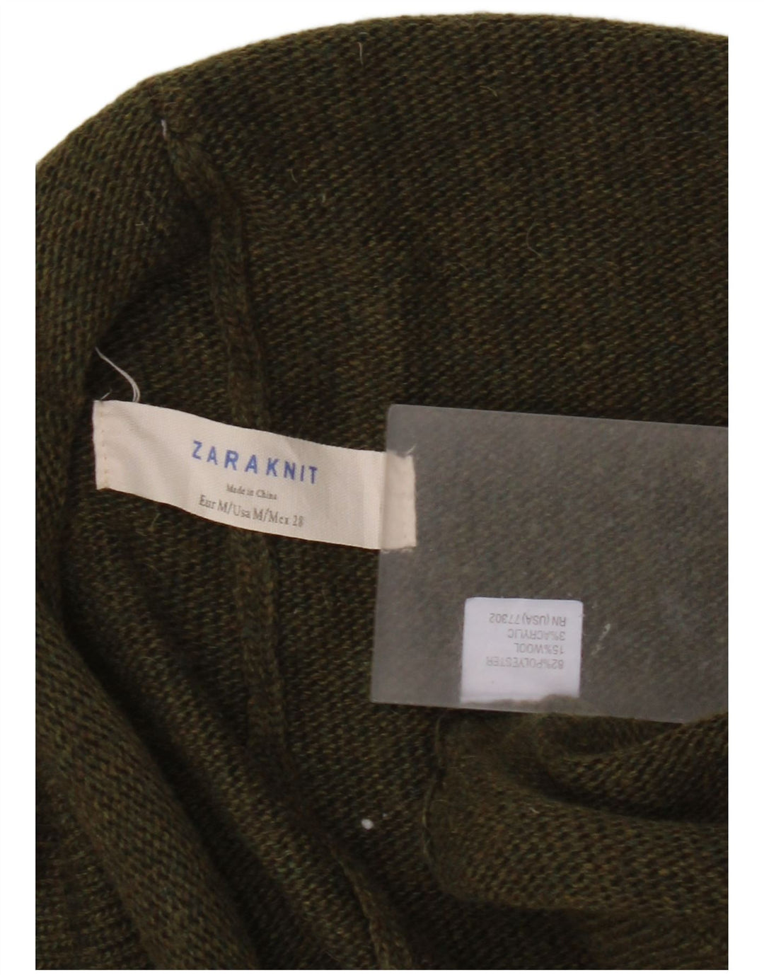 Zara Suéter Poncho Cardigan Feminino UK 14 Poliéster Cáqui Médio