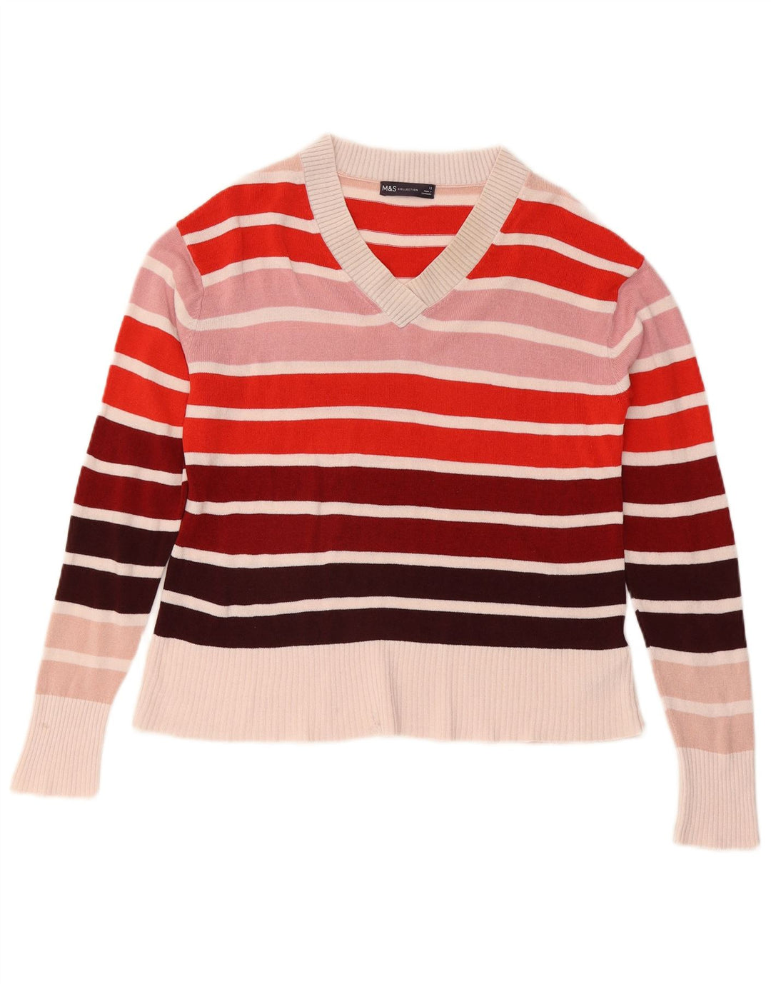 Suéter feminino Marks & Spencer com decote em V Reino Unido 12 médio multicolorido