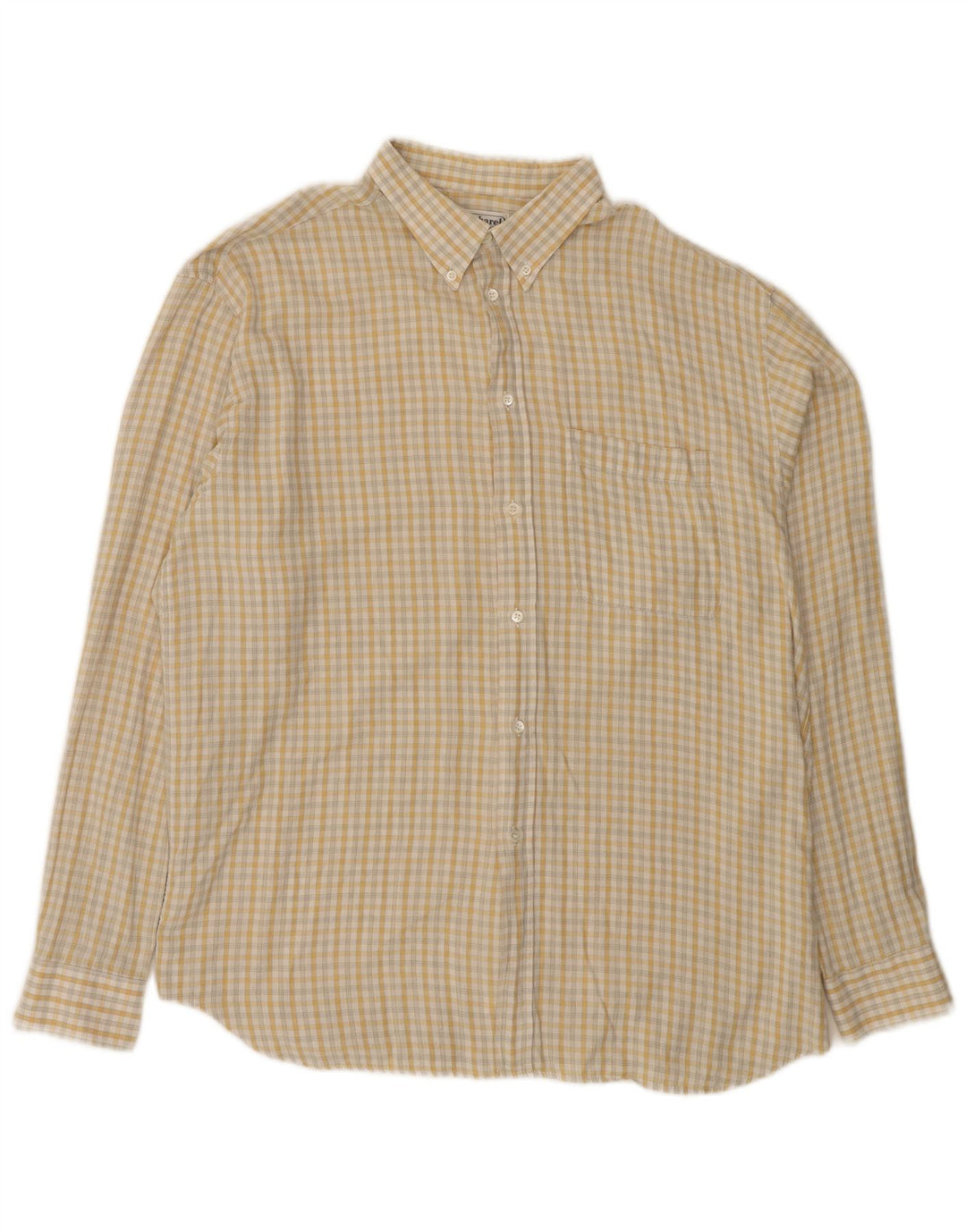 Camisa masculina de flanela Cacharel grande xadrez amarelo