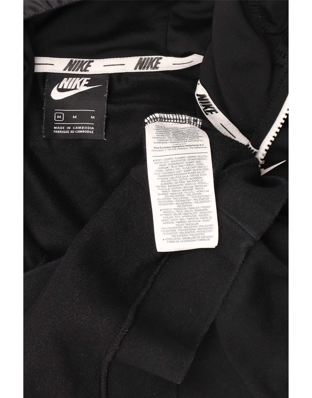 Suéter Nike masculino com capuz e zíper, médio, preto, algodão