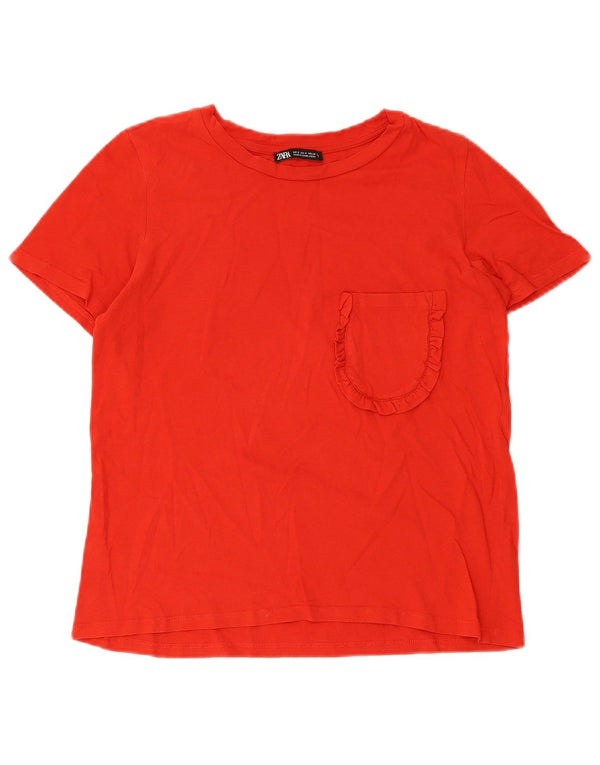 Zara Womens Crop T-Shirt Top UK 10 Pequeno Vermelho
