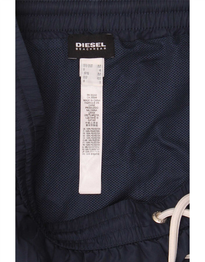 Diesel Mens Graphic Shorts de natação médio poliéster azul marinho