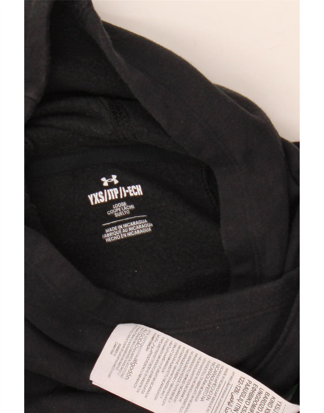 UNDER ARMOUR Girls Graphic Loose Fit Moletom com capuz 6-7 anos XS preto