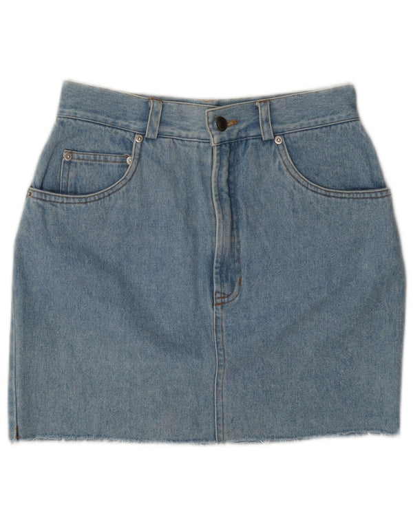 Saia jeans feminina vintage W26 pequena azul