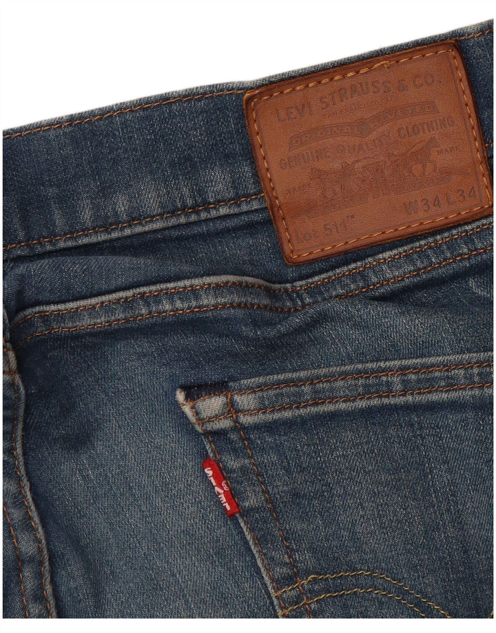 LEVI'S Masculino 511 Slim Jeans W34 L34 Azul Algodão