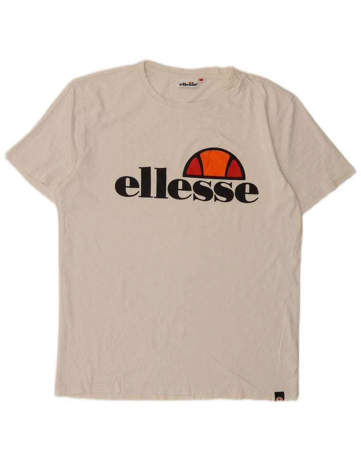 Camiseta masculina Ellesse com estampa gráfica grande de algodão off white