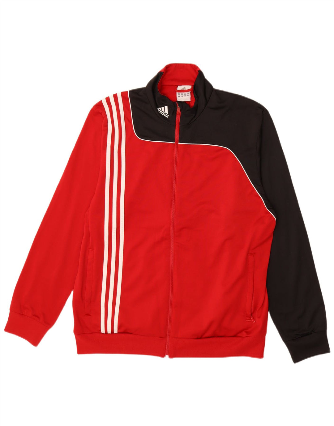 ADIDAS Mens Tracksuit Top Jacket UK 46/48 XL Vermelho Colourblock Poliéster