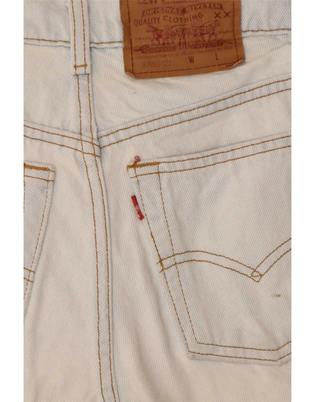 Shorts jeans feminino Levi's 550 US 5 pequeno W25 algodão azul