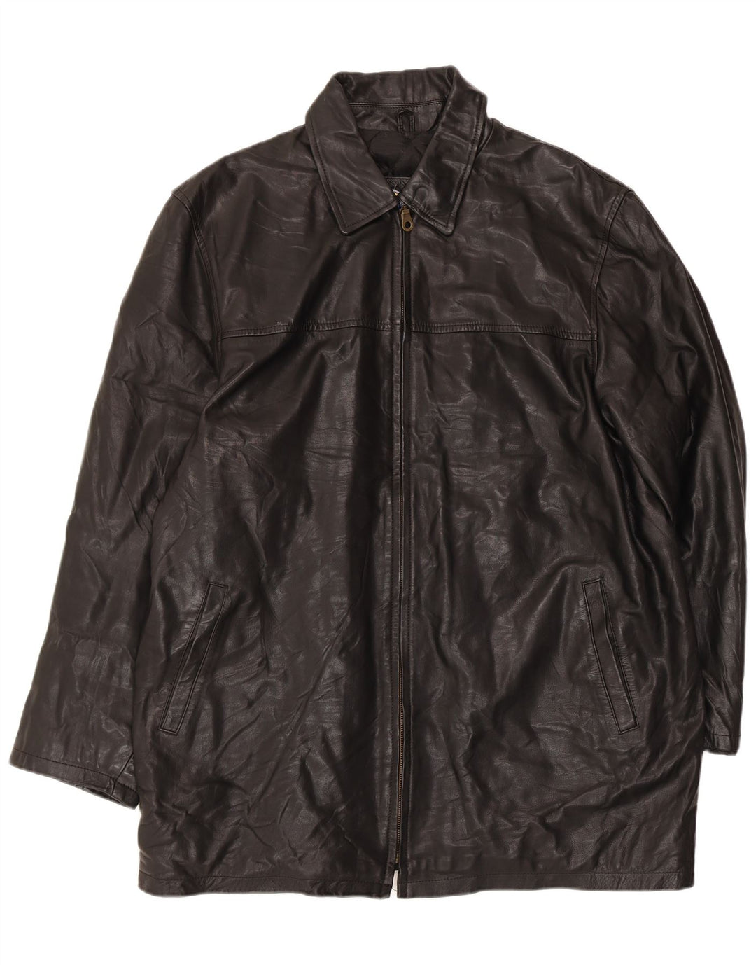 Casaco de couro masculino VINTAGE UK 44 2XL preto