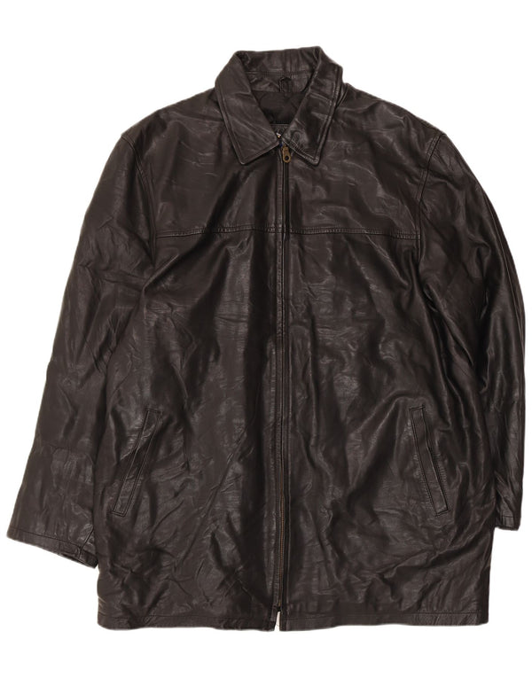 Casaco de couro masculino VINTAGE UK 44 2XL preto