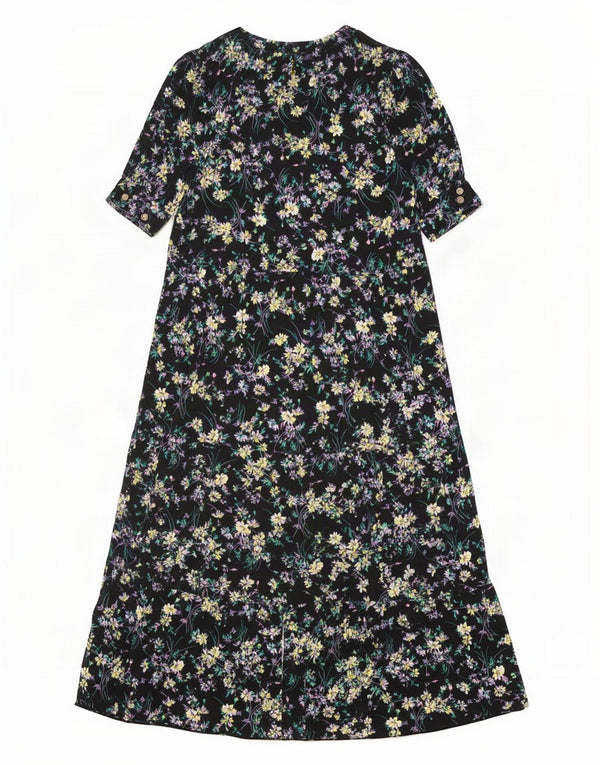 Vestido maxi feminino Marks & Spencer Reino Unido 12 viscose floral preto médio