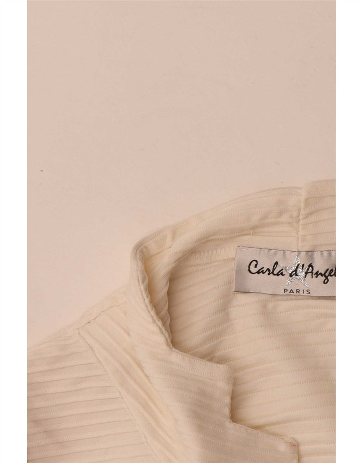 Blusa feminina vintage de manga comprida UK 14 poliamida branca média