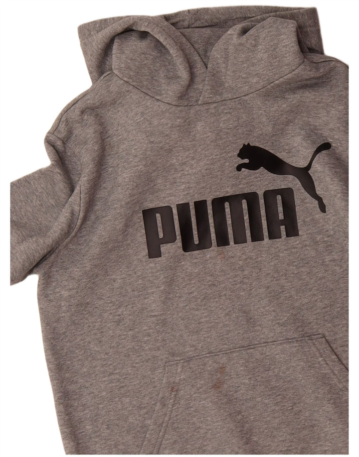 Jumper com capuz gráfico PUMA Boys 13-14 anos algodão cinza