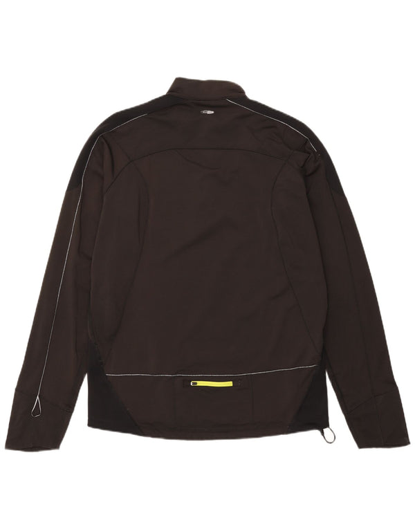 Asics Mens Zip Neck Pullover Treino Top Grande Preto Colorblock