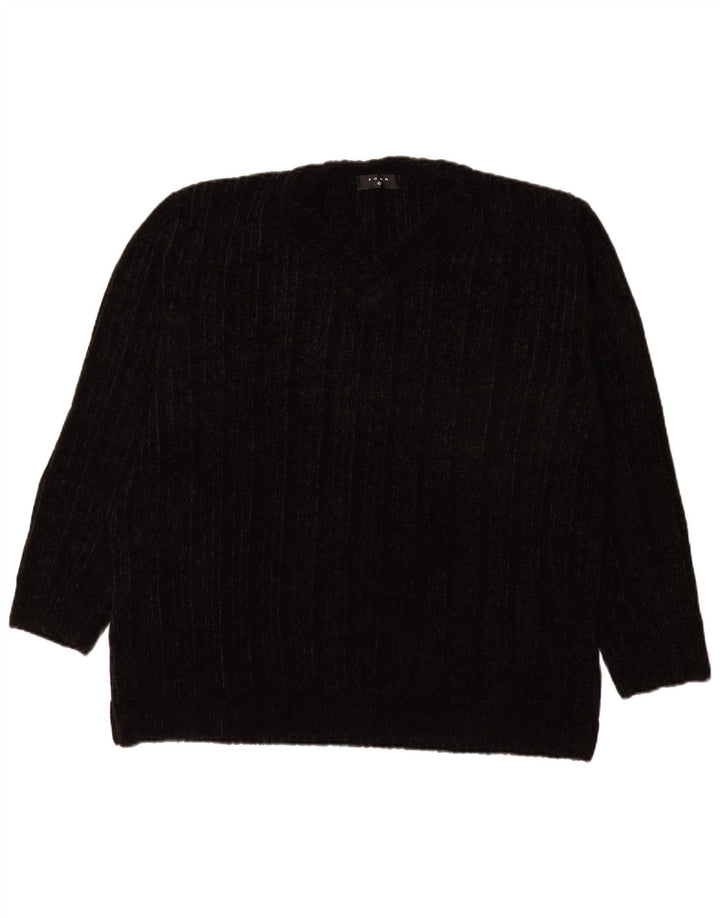 Suéter masculino vintage com decote em V XL preto acrílico