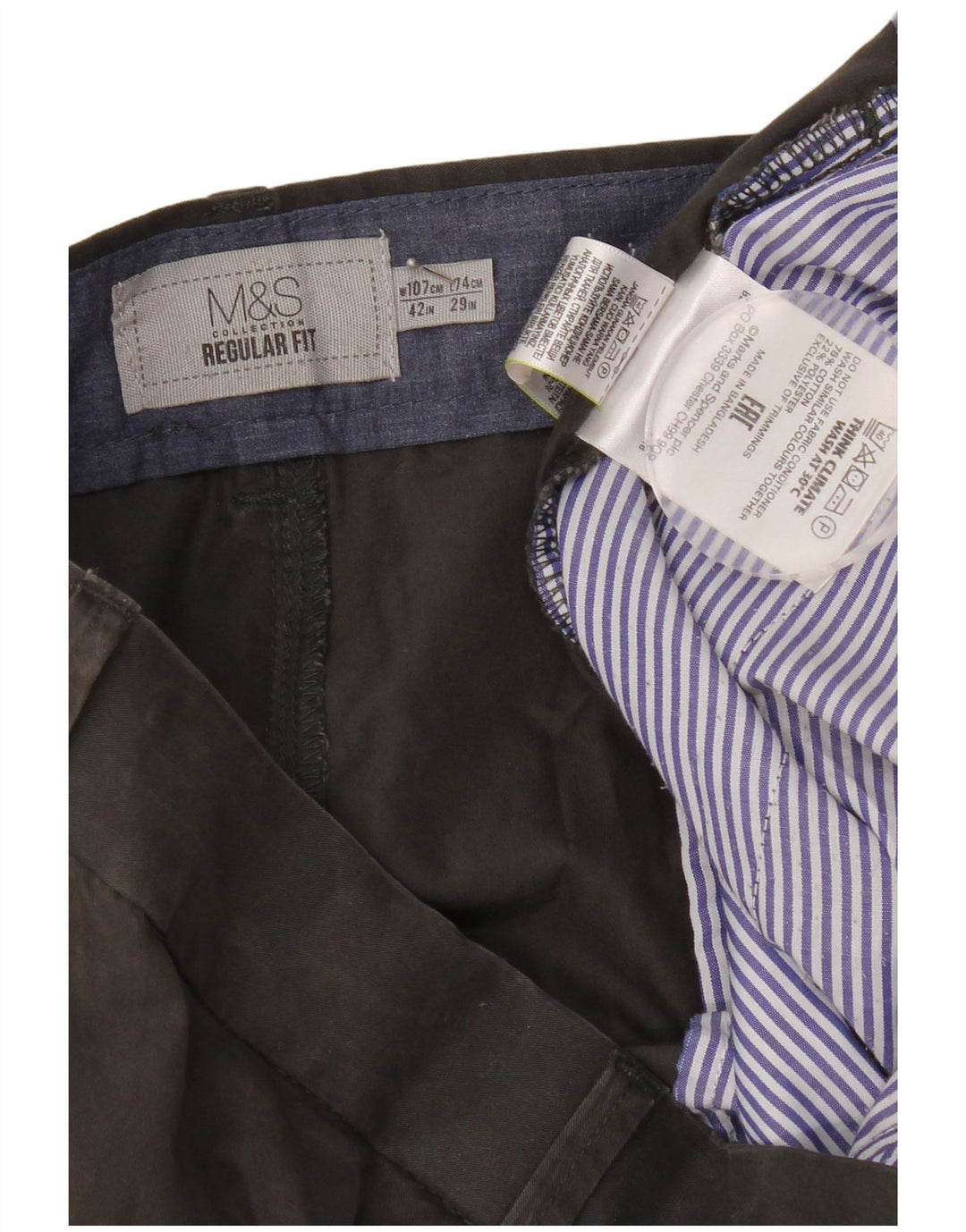 Calça Chino Masculina Marks & Spencer Regular Fit W42 L29 Algodão Cinza
