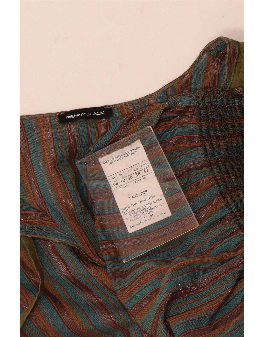 Blusa feminina Penny Black UK 10 pequena listrada multicolorida de algodão