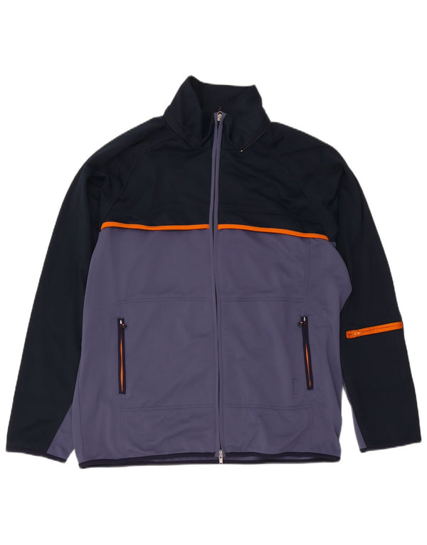 Jaqueta masculina de agasalho Champion grande poliéster colorblock azul marinho