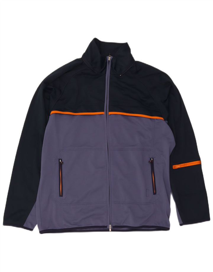 Jaqueta masculina de agasalho Champion grande poliéster colorblock azul marinho