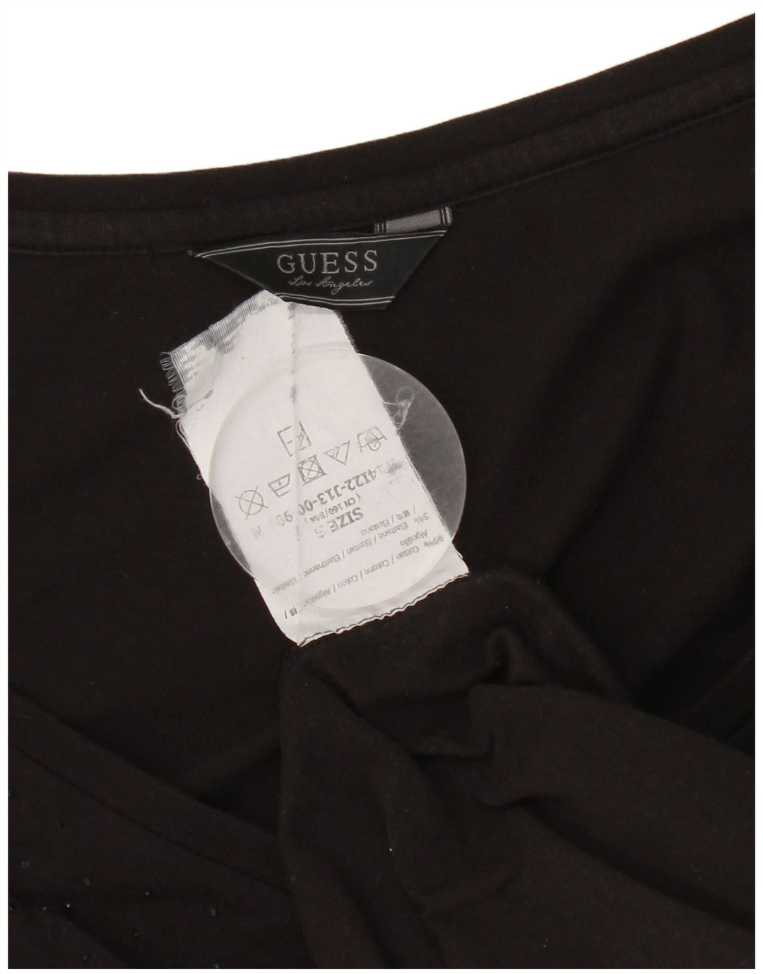 Guess Top gráfico feminino manga comprida Reino Unido 8 pequeno algodão preto