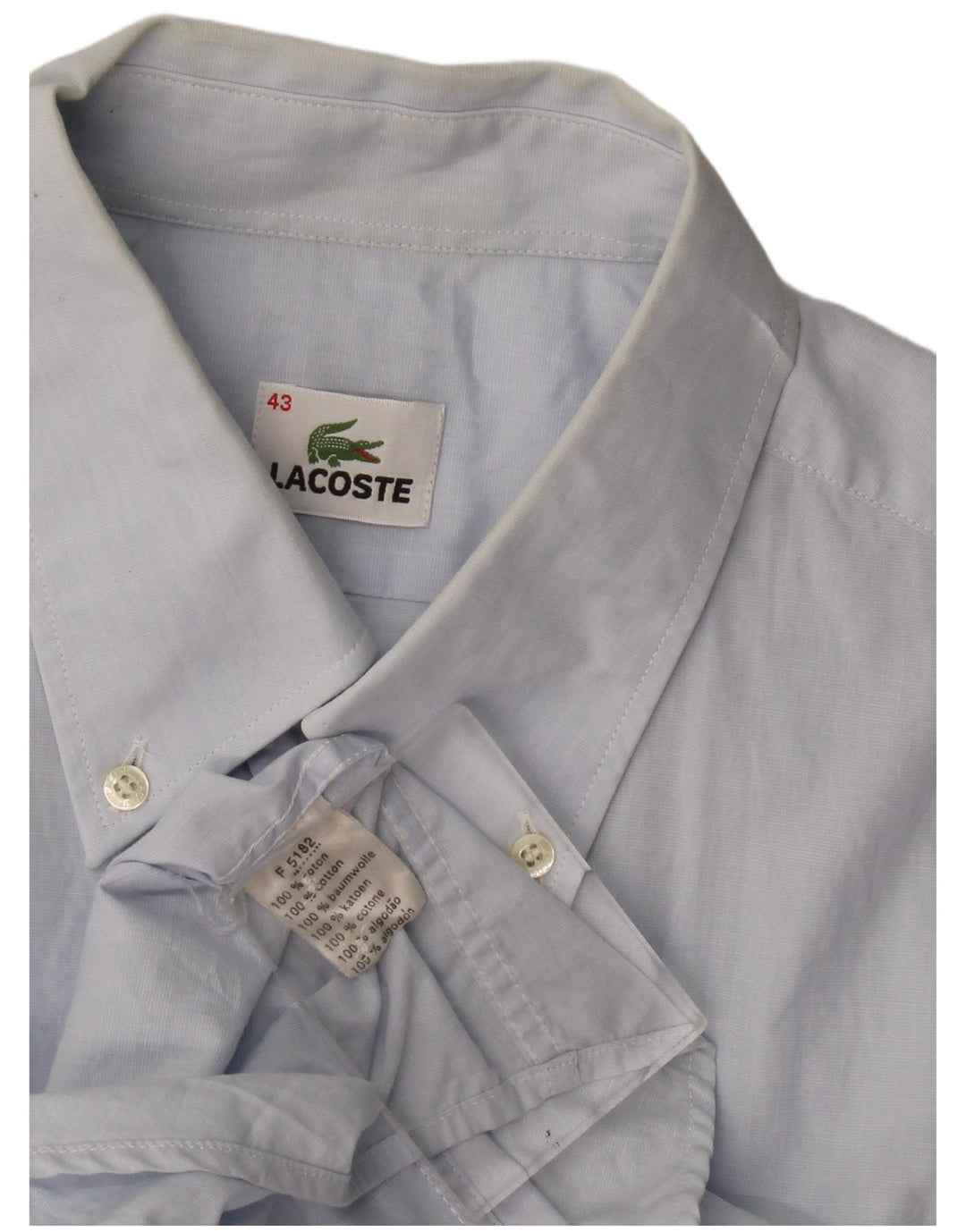 Lacoste camisa masculina de manga curta tamanho 43 grande azul algodão