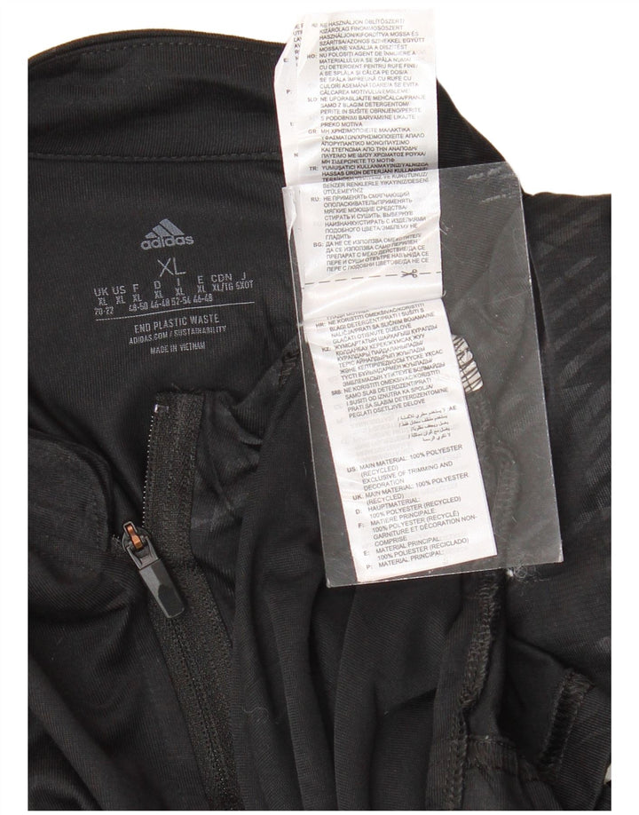 ADIDAS Mulher Aeroready Zip Neck Top Manga Comprida Reino Unido 20/22 XL Preto