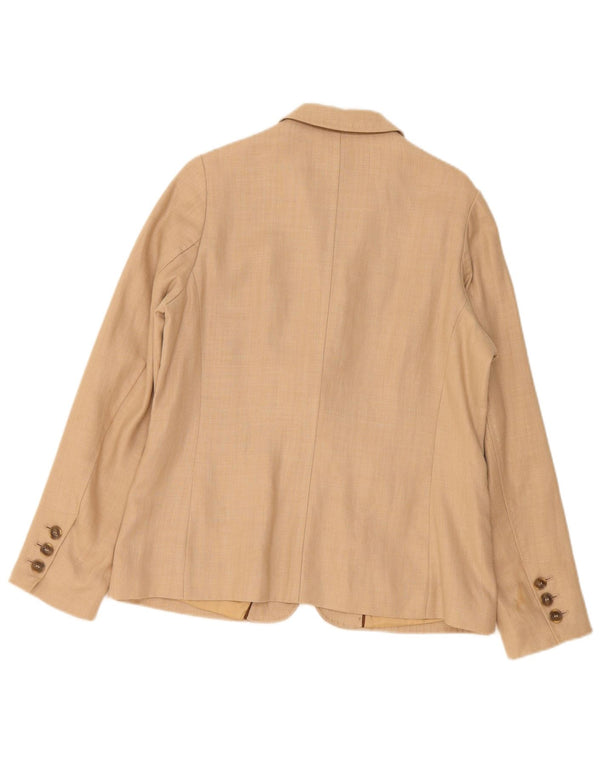 Jaqueta blazer feminina Marks & Spencer Autograph 1 botão Reino Unido 14 grande bege