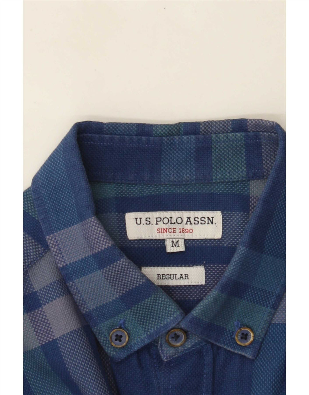 US Polo Assn. Camisa masculina regular fit xadrez azul médio