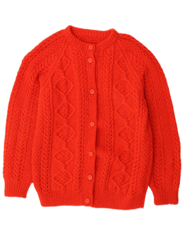 Suéter feminino vintage Reino Unido 10 pequeno vermelho geométrico