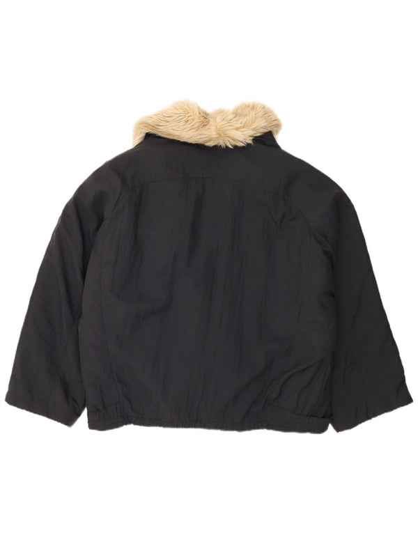 Jaqueta bomber masculina vintage com peito duplo solto e ajuste solto Reino Unido 38 azul marinho médio