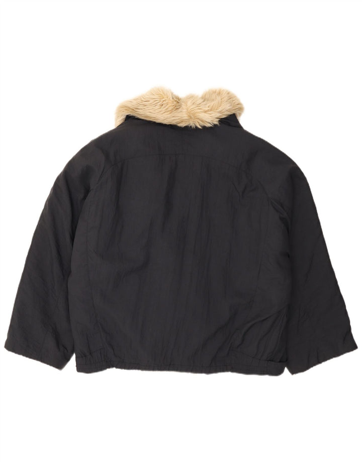 Jaqueta bomber masculina vintage com peito duplo solto e ajuste solto Reino Unido 38 azul marinho médio