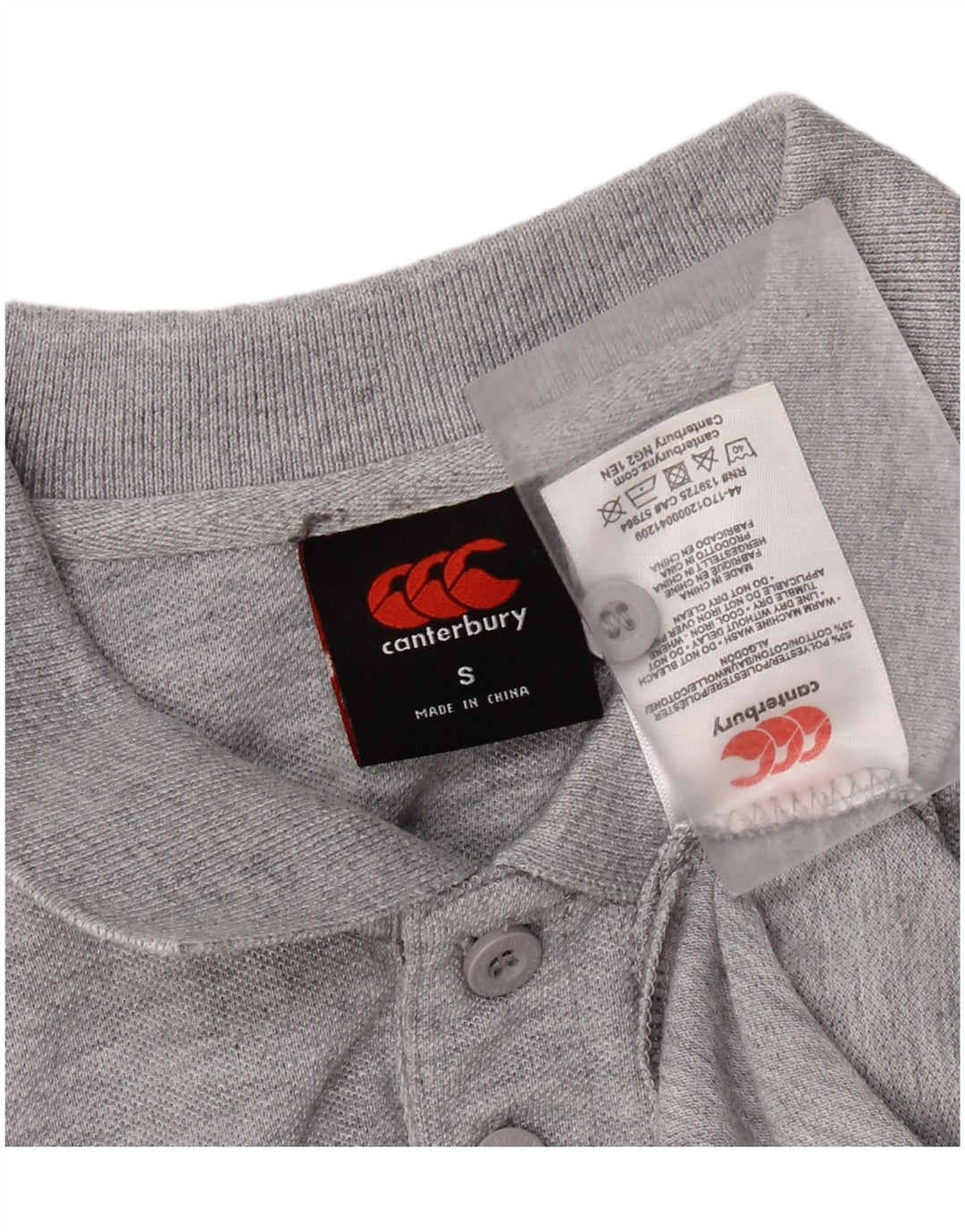 Camisa polo masculina Canterbury com estampa gráfica pequena de algodão cinza