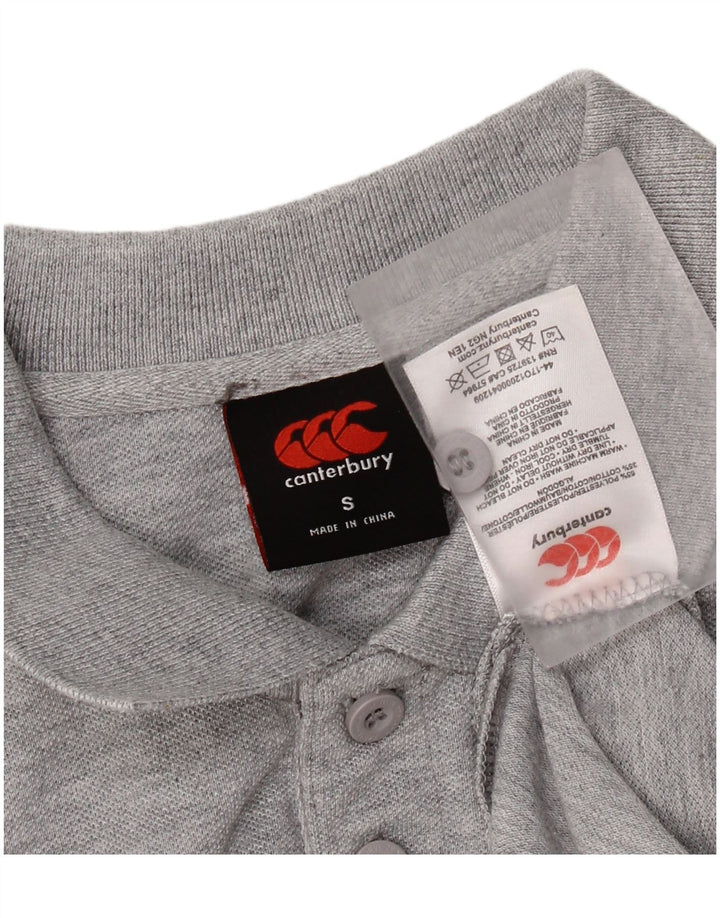 Camisa polo masculina Canterbury com estampa gráfica pequena de algodão cinza