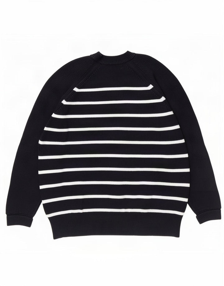 Suéter masculino Marks & Spencer com gola redonda listrado azul marinho médio