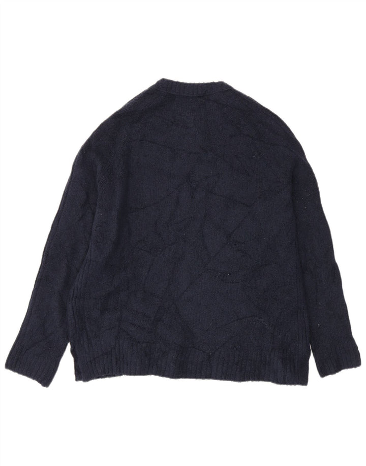 Suéter feminino Marks & Spencer com gola redonda Reino Unido 14 médio azul marinho